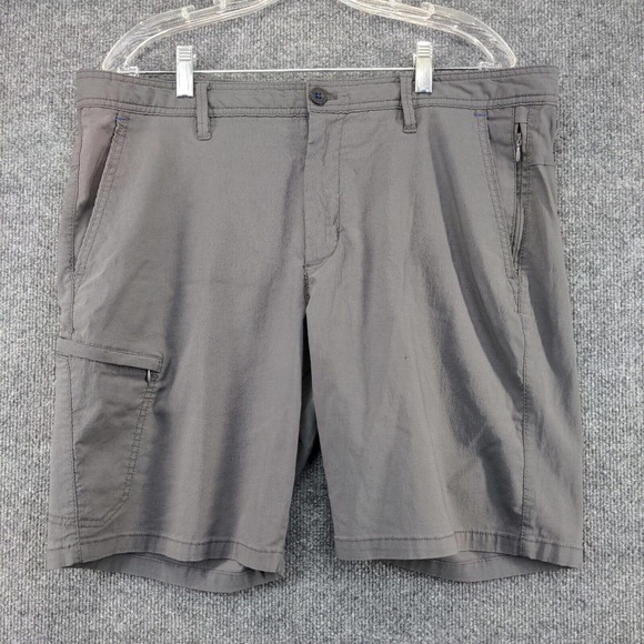English Laundry Mens Chino Shorts Gray Size 38W Zipped Pockets Rayon Blend - Picture 2 of 12